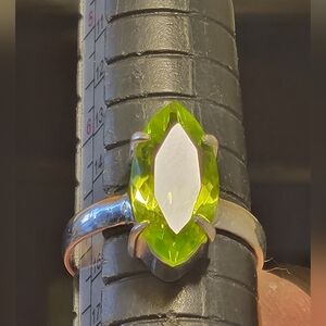 Natural Peridot 925 Silver Ring - New - Size 7 - Handmade - Womens Ring